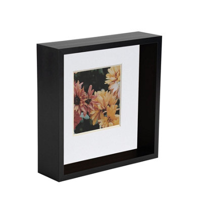 Nicola Spring 8 X 8" Deep Photo FrameBlack/white Mount3D Deep Box Picture Frame Display Case (22.5 X 22.5Cm) from B&Q