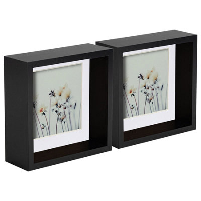 Nicola Spring 6 X 6" Deep Photo FramesBlack/white Mount3D Deep Box Picture Frame Display Case (4 X 4" Mount) X5 from B&Q