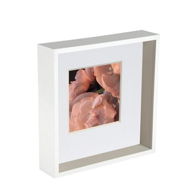 Nicola Spring 3D Deep Box Photo Frame - 10 X 10" With 6 X 6" Mount - / White