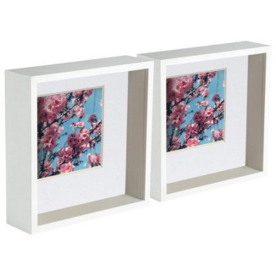 Nicola Spring 8 X 8" Deep Photo FramesWhite/white Mount3D Deep Box Picture Frame Display Case (22.5 X 22.5Cm) X2 from B&Q