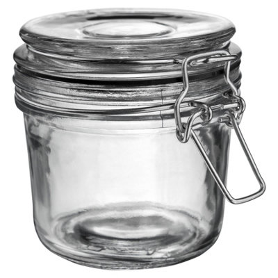 Argon Tableware - Glass Storage Jar - 350Ml - Seal Black