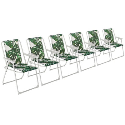 Harbour Housewares Folding Metal Beach ChairsBanana LeafPack Of 6 from B&Q