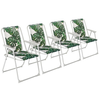 Harbour Housewares Folding Metal Beach ChairsBanana LeafPack Of 4 from B&Q