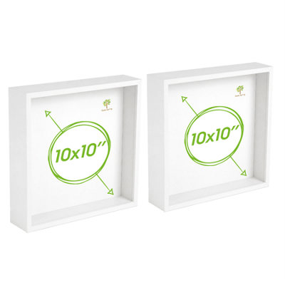 Nicola Spring 3D Deep Box Photo Frames10 X 10"WhitePack Of 2 from B&Q