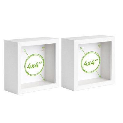 Nicola Spring 3D Deep Box Photo Frames4 X 4"WhitePack Of 2 from B&Q
