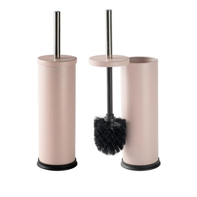 Harbour Housewares Unisex Pink 2X Round Toilet Brushes With Holder - Non Slip Cleaning Brush Set In - Image 4