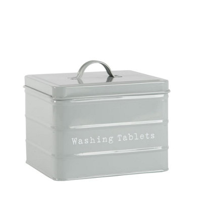 Harbour Housewares Washing Tablet Storage ContainerGreyMetal Vintage Industrial Under Sink Storage Caddy Cupboard Organiser from B&Q