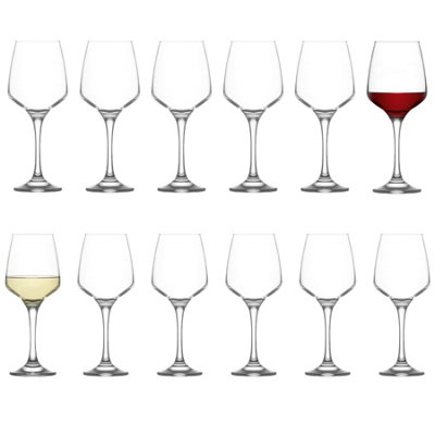 LAV Glassware Lav 12Pc Lal Wine Glasses SetContemporary Stemware Goblets For WhiteRedRose Wine Fine Rim from B&Q