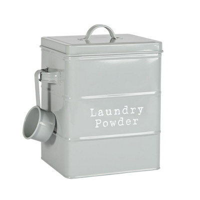 Harbour Housewares Washing Powder Storage Container TinGreyMetal Vintage Under Sink Storage Caddy Cupboard Organiser from B&Q