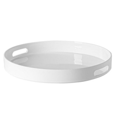 Argon Tableware 6X Serving Trays33CmWhite Round Tray Metallic Decorative Breakfast Tray Melamine Food Tray from B&Q
