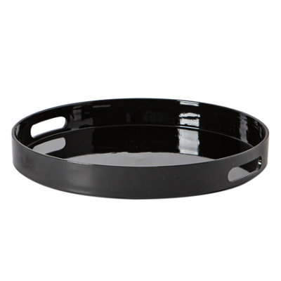 Argon Tableware 6X Serving Trays33CmBlack Round Tray Metallic Decorative Breakfast Tray Melamine Food Tray from B&Q