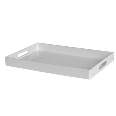 Argon Tableware 3X Serving Trays34.5 X 25CmWhite Rectangular Tray Metallic Decorative Breakfast Tray Melamine Food Tray from B&Q