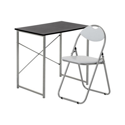 Harbour Housewares Industrial Office Desk & Chair SetBlack/whiteDurable Compact Wooden Computer Bedroom Study Desk & Chair from B&Q