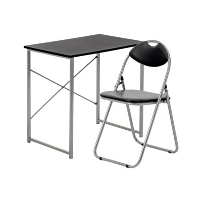 Harbour Housewares Industrial Office Desk & Chair SetBlack/blackDurable Compact Wooden Computer Bedroom Study Desk & Chair from B&Q