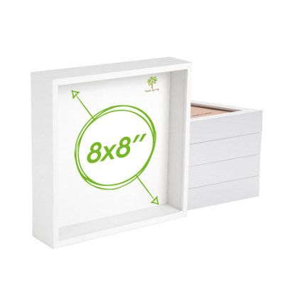 B&Q -  8 X 8" Deep Photo FramesWhite3D Deep Box Picture Frame Portrait Display Case (22.5 X 22.5Cm)Set Of 5