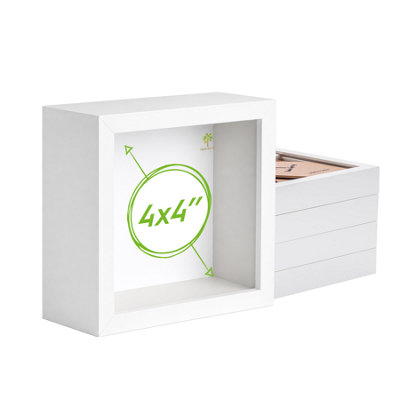 Nicola Spring 3D Deep Box Photo Frames4 X 4"WhitePack Of 5 from B&Q