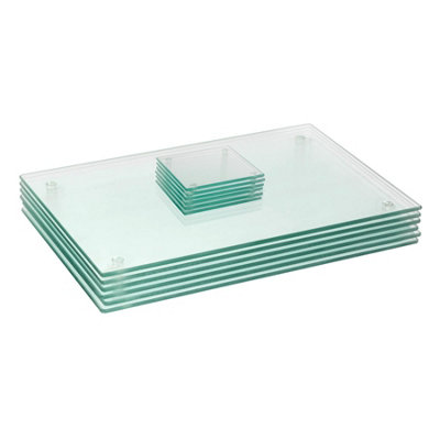 Harbour Housewares Light 12Pc Glass Placemats & Coasters Set - X 30Cm - Clear 40Cm