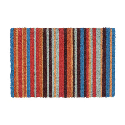 Nicola Spring Coir Door Mat90 X 60CmPinstripeIndoor Outdoor Floor Mat Dirt Trapper Rug Non Slip Backing Doormat from B&Q