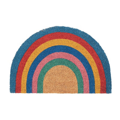 Nicola Spring Half Moon Coir Door Mat60 X 40CmRainbow PastelIndoor Outdoor Floor Mat Dirt Trapper Rug Non Slip Doormat from B&Q