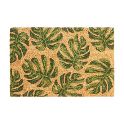 Nicola Spring Coir Door Mat60 X 40CmMonsteraIndoor Outdoor Floor Mat Dirt Trapper Rug Non Slip Backing Doormat from B&Q