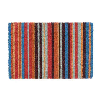 Nicola Spring Coir Door Mat60 X 40CmPinstripeIndoor Outdoor Floor Mat Dirt Trapper Rug Non Slip Backing Doormat from B&Q