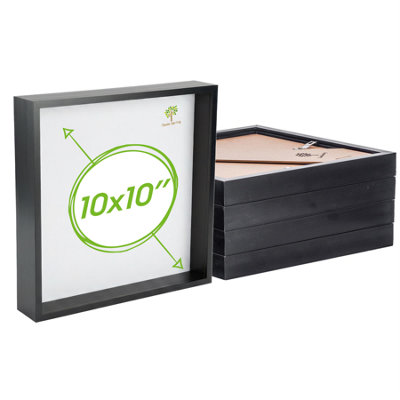Nicola Spring 3D Deep Box Photo Frames10 X 10"BlackPack Of 5 from B&Q