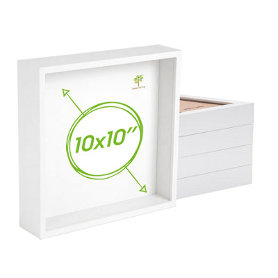 Nicola Spring 3D Deep Box Photo Frames10 X 10"WhitePack Of 5 from B&Q