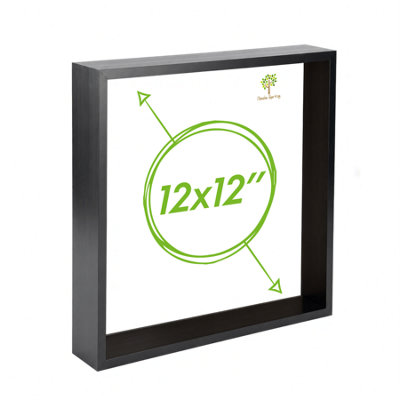 Nicola Spring 3D Deep Box Photo Frame - 12 X 12" - Black