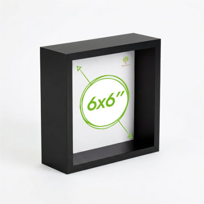 Nicola Spring 3D Deep Box Photo Frame - 6 X 6" - Black