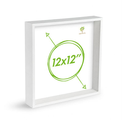 Nicola Spring 3D Deep Box Photo Frame - 12 X 12" - White