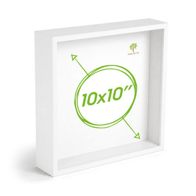 Nicola Spring 3D Deep Box Photo Frame - 10 X 10" - White