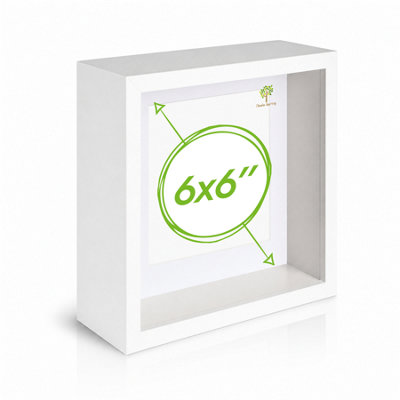 Nicola Spring 3D Deep Box Photo Frame - 6 X 6" - White