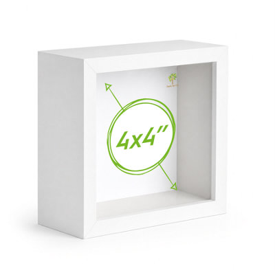 Nicola Spring 3D Deep Box Photo Frame - 4 X 4" - White