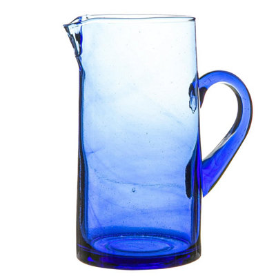 Nicola Spring Jebel Recycled Glass JugMoroccan Water Juice Kitchen Serving Pitcher1 LitreBlue from B&Q