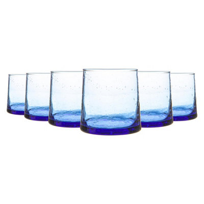 Nicola Spring Merzouga Recycled Glass TumblersMoroccan Whisky Water Drinking Glasses200MlBluePack Of 6 from B&Q