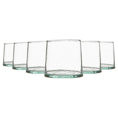 Nicola Spring Merzouga Recycled Glass TumblersMoroccan Whisky Water Drinking Glasses200MlClearPack Of 6 from B&Q