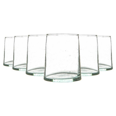 Nicola Spring Merzouga Recycled Glass TumblersMoroccan Whisky Water Drinking Glasses260MlClearPack Of 6 from B&Q