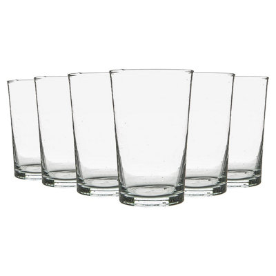 Nicola Spring Meknes 325Ml Highball GlassesHand-Blown Moroccan Recycled Water Juice Drinking GlassesClear GlassSet Of 6 from B&Q
