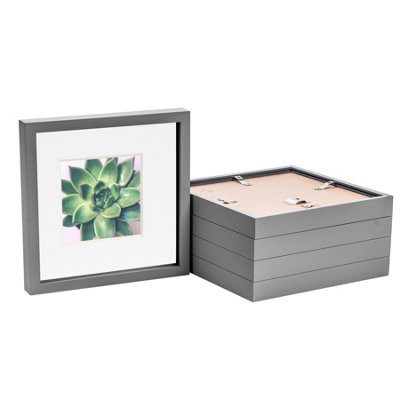 B&Q -  10 X 10" Photo FramesGrey/white Mount3D Picture Frame Box Portrait Display Case (53 X 53Cm) Set Of 5