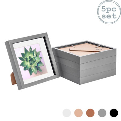 Nicola Spring 8 X 8" Photo FramesGrey/white Mount3D Picture Frame Box Portrait Display Case (22.5 X 22.5Cm) Set Of 5 from B&Q