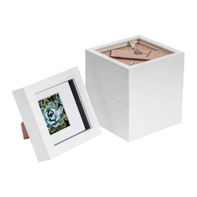 Nicola Spring 4 X 4" Photo FramesWhite/white Mount3D Picture Frame Box Portrait Display Case (12.5 X 12.5Cm) Set Of 5 from B&Q