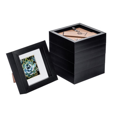 Nicola Spring 4 X 4" Photo FramesBlack/white Mount3D Picture Frame Box Portrait Display Case (12.5 X 12.5Cm) Set Of 5 from B&Q
