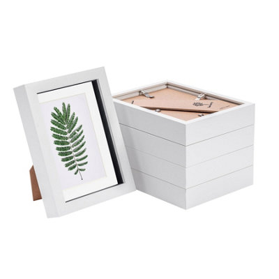 Nicola Spring 5 X 7" Photo FramesWhite/white Mount3D Picture Frame Box Portrait Display Case (20 X 15.5Cm) Set Of 5 from B&Q