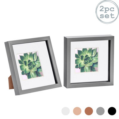 Nicola Spring 8 X 8" Photo FramesGrey/white Mount3D Picture Frame Box Portrait Display Case (22.5 X 22.5Cm) Set Of 2 from B&Q