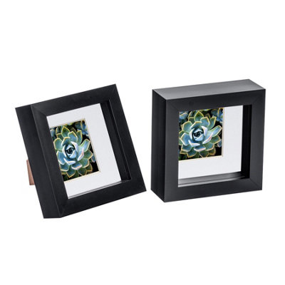 Nicola Spring 4 X 4" Photo FramesBlack/white Mount3D Picture Frame Box Portrait Display Case (12.5 X 12.5Cm) Set Of 2 from B&Q