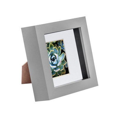 Nicola Spring 4 X 4" Photo FrameGrey/white Mount3D Photo Frame Picture Frame Box Portrait Display Case (12.5 X 12.5Cm) from B&Q