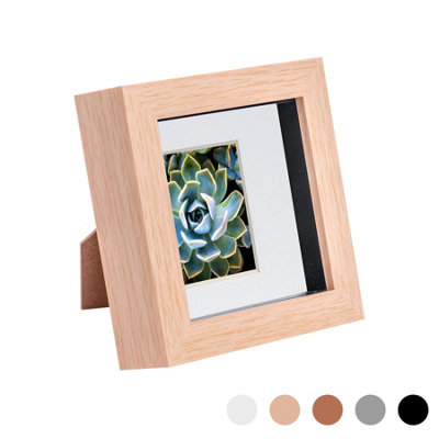 B&Q -  4 X 4" Photo FrameLight Wood/white Mount3D Photo Frame Picture Frame Box Portrait Display Case (12.5 X 12.5Cm)