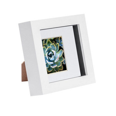 Nicola Spring 4 X 4" Photo FrameWhite/white Mount3D Photo Frame Picture Frame Box Portrait Display Case (12.5 X 12.5Cm) from B&Q