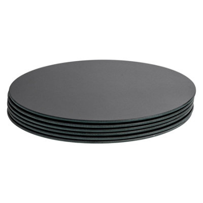 Harbour Housewares 6X Round Glass Placemats30CmBlackDining Table Place Mats Tabletop Protector For Kitchen Worktops from B&Q