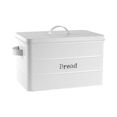 Harbour Housewares Metal Bread BinWhiteVintage Retro Bread Tin Canister Storage Jar Kitchen Caddy Food Storage Box Container from B&Q